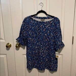 Style & Co Blue and White Relaxed Boxy Blouse